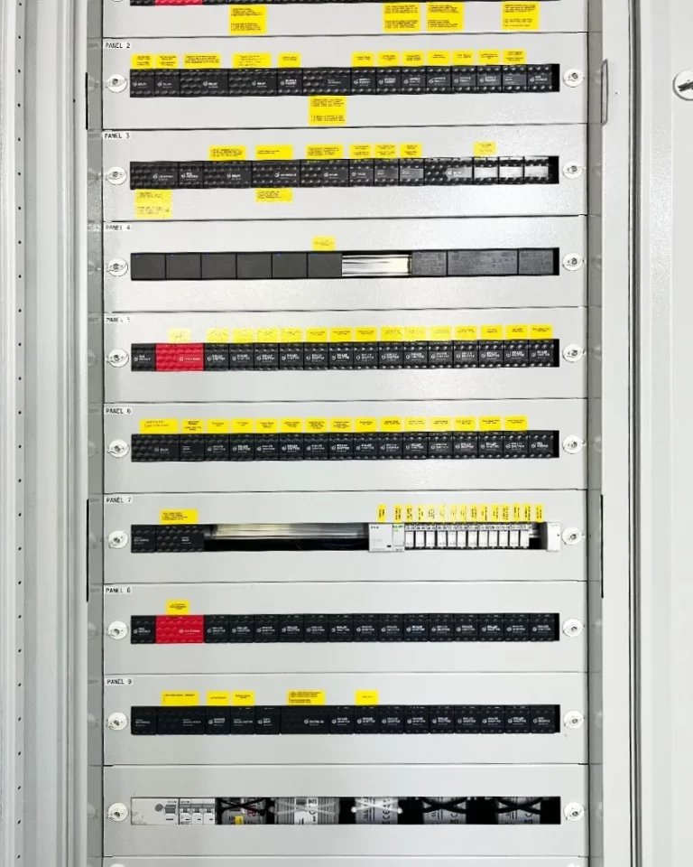 Tableau électrique équipé de modules Grenton sur rail DIN