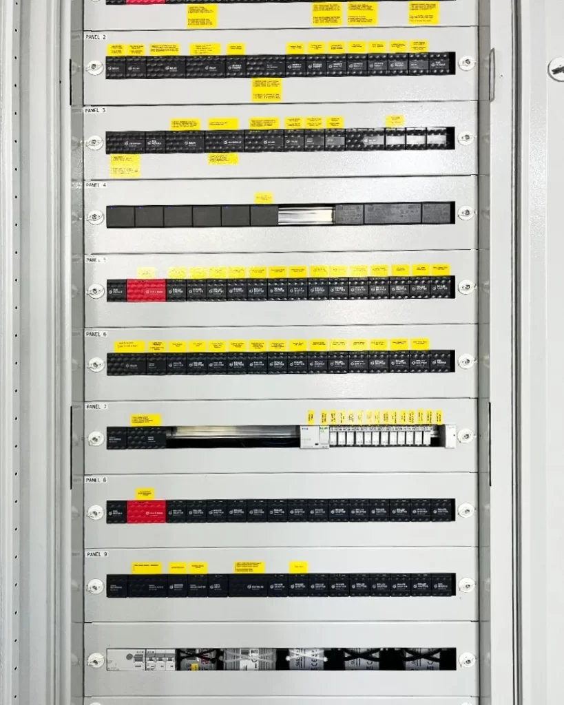 Tableau électrique équipé de modules Grenton sur rail DIN