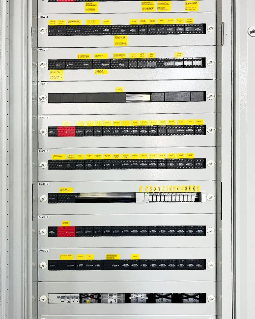 Tableau électrique équipé de modules Grenton sur rail DIN
